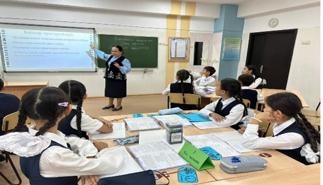 "Ұлттың ұлы қазынасы - ана тілі" тақырыбындағы онкүндіктің  іс-шара жоспарына сәйкес   қыркүйектің 25-күні 6 "А"сынып оқушыларымен "Ана тілім - айбыны